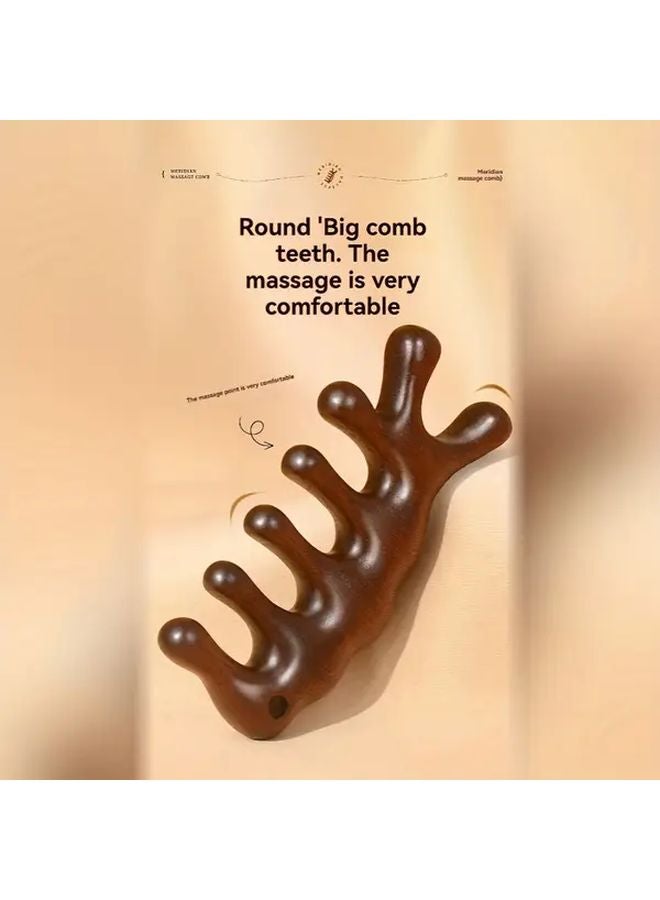 Brown Sandalwood Seahorse Massage Comb For Hair Scalp Care And Meridian Dredging - Image 3